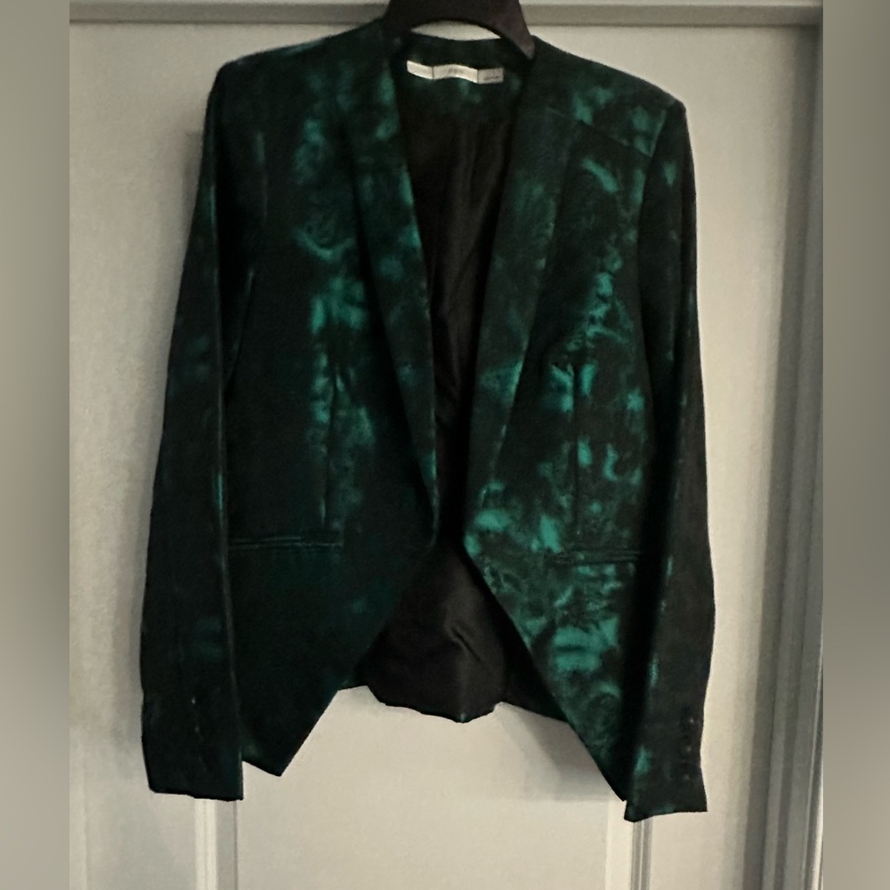 Gibson, open front green and black blazer - large - Vintage